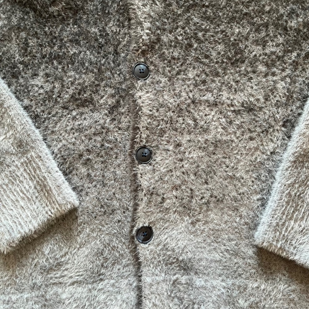 Jordan Brand Ombre Fuzzy Knit Cardigan Sweater Grey Black FV7426-070 Mens XL NEW - Picture 2 of 9